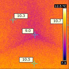Infratot-Wärmebild mit Temperaturangabe